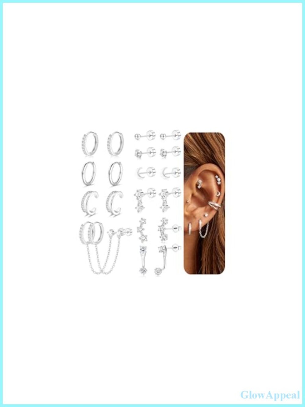 14K Gold Plated Hypoallergenic Cartilage Earring Set - Studs, Hoops, Ear Cuffs